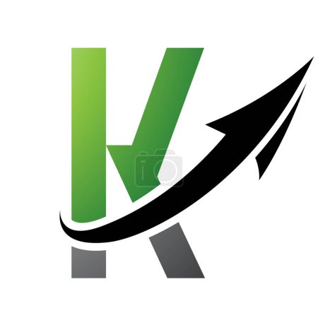 Photo for Green and Black Futuristic Letter K Icon with an Arrow on a White Background - Royalty Free Image