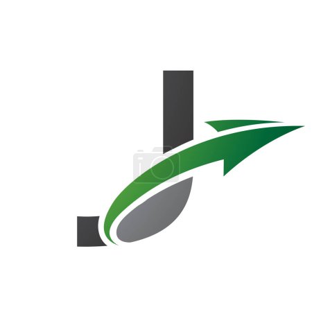 Foto de Letra mayúscula verde y negra J Icono con una flecha sobre un fondo blanco - Imagen libre de derechos