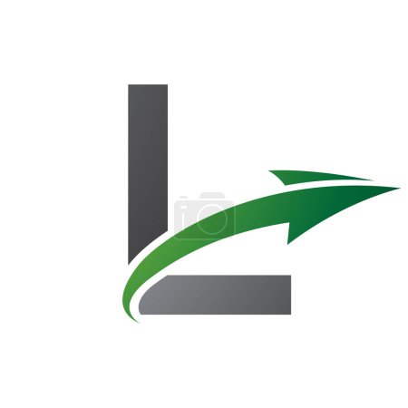 Photo for Green and Black Uppercase Letter L Icon with an Arrow on a White Background - Royalty Free Image