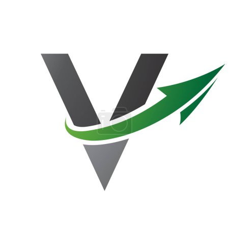 Foto de Verde y Negro mayúscula V icono con una flecha sobre un fondo blanco - Imagen libre de derechos