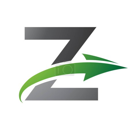 Photo for Green and Black Uppercase Letter Z Icon with an Arrow on a White Background - Royalty Free Image
