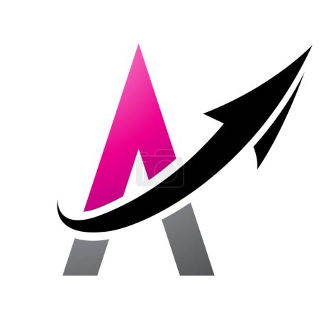 Photo for Magenta and Black Futuristic Letter A Icon with an Arrow on a White Background - Royalty Free Image