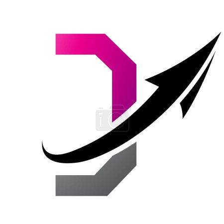 Photo for Magenta and Black Futuristic Letter D Icon with an Arrow on a White Background - Royalty Free Image
