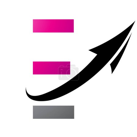 Photo for Magenta and Black Futuristic Letter E Icon with an Arrow on a White Background - Royalty Free Image