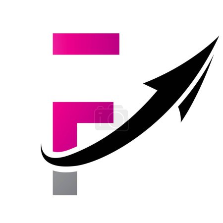 Photo for Magenta and Black Futuristic Letter F Icon with an Arrow on a White Background - Royalty Free Image