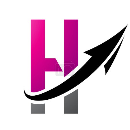 Photo for Magenta and Black Futuristic Letter H Icon with an Arrow on a White Background - Royalty Free Image