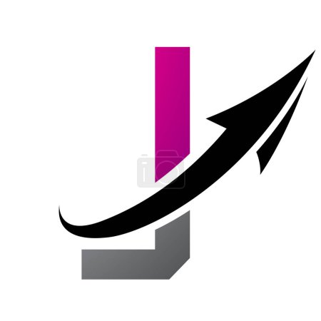 Photo for Magenta and Black Futuristic Letter J Icon with an Arrow on a White Background - Royalty Free Image