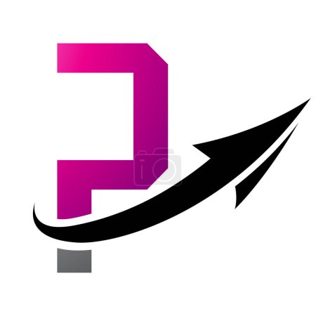 Photo for Magenta and Black Futuristic Letter P Icon with an Arrow on a White Background - Royalty Free Image