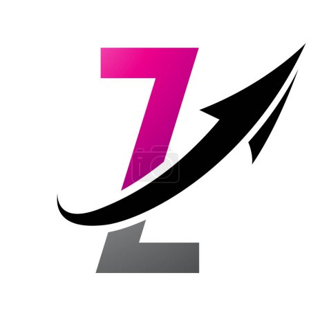 Photo for Magenta and Black Futuristic Letter Z Icon with an Arrow on a White Background - Royalty Free Image
