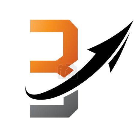 Foto de Icono de letra B futurista naranja y negro con una flecha sobre un fondo blanco - Imagen libre de derechos