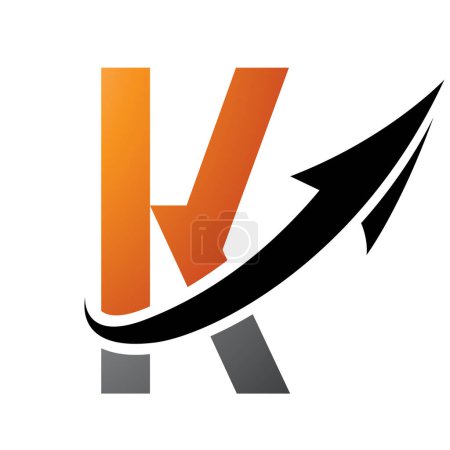 Téléchargez les photos : Icône K futuriste orange et noire avec une flèche sur fond blanc - en image libre de droit