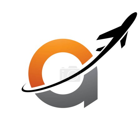 Téléchargez les photos : Lettre minuscule orange et noire Une icône avec un avion sur fond blanc - en image libre de droit