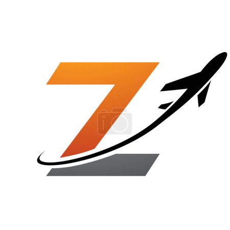 Téléchargez les photos : Icône Z en minuscule orange et noire avec un avion sur fond blanc - en image libre de droit