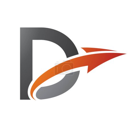 Téléchargez les photos : Orange et noir majuscule lettre D icône avec une flèche sur un fond blanc - en image libre de droit