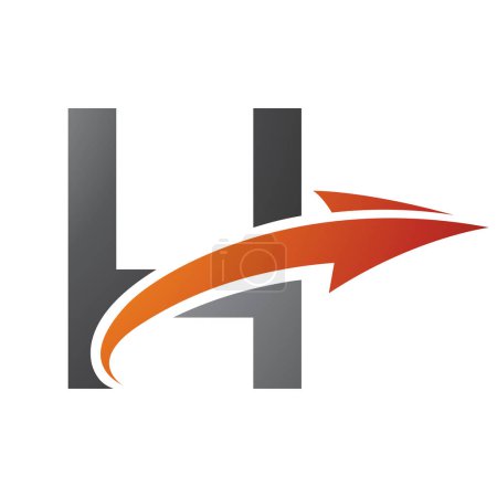 Téléchargez les photos : Lettre majuscule orange et noire Icône H avec une flèche sur fond blanc - en image libre de droit