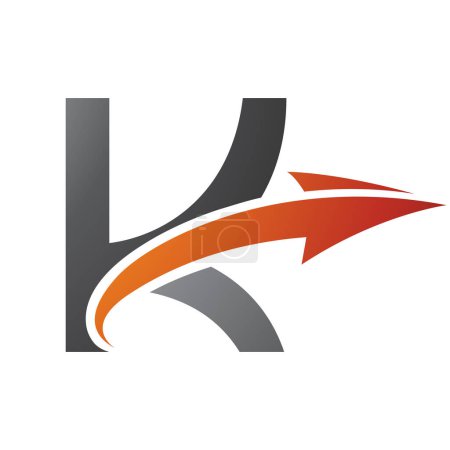 Téléchargez les photos : Lettre majuscule orange et noire Icône K avec une flèche sur fond blanc - en image libre de droit