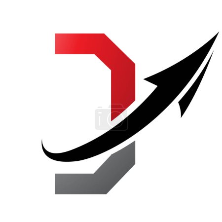 Foto de Icono de la letra D futurista roja y negra con una flecha sobre un fondo blanco - Imagen libre de derechos