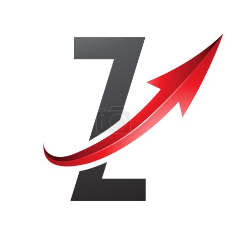 Téléchargez les photos : Icône Z futuriste rouge et noire avec une flèche brillante sur fond blanc - en image libre de droit