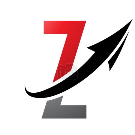 Foto de Icono de la letra Z futurista roja y negra con una flecha sobre un fondo blanco - Imagen libre de derechos
