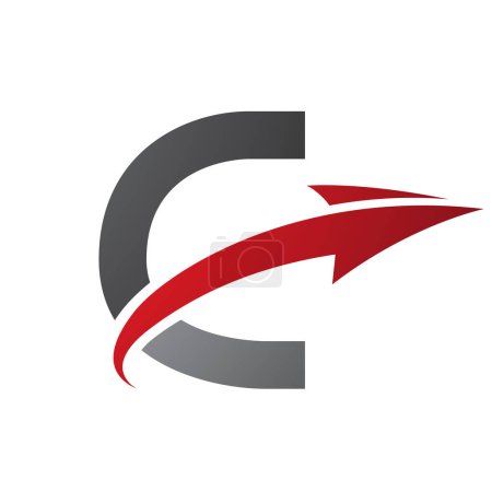 Foto de Icono de letra C mayúscula roja y negra con una flecha sobre un fondo blanco - Imagen libre de derechos