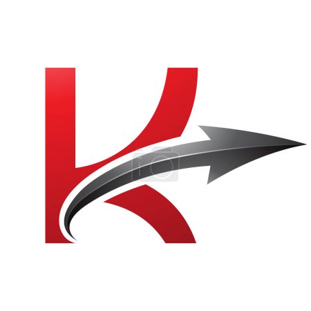 Téléchargez les photos : Lettre majuscule rouge et noire Icône K avec une flèche brillante sur fond blanc - en image libre de droit