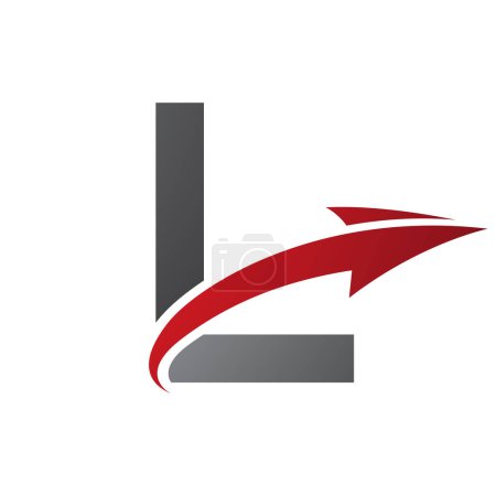 Photo for Red and Black Uppercase Letter L Icon with an Arrow on a White Background - Royalty Free Image