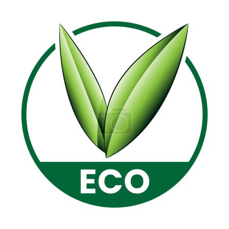 Téléchargez les photos : Icône écologique verte ombragée avec feuilles en V 2 sur fond blanc - en image libre de droit