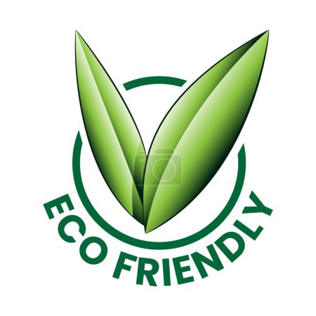 Foto de Icono verde sombreado Eco Friendly con hojas en forma de V 10 sobre un fondo blanco - Imagen libre de derechos