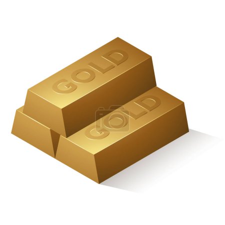 3 Gold Bars with Embossed Text isolated on a White Background