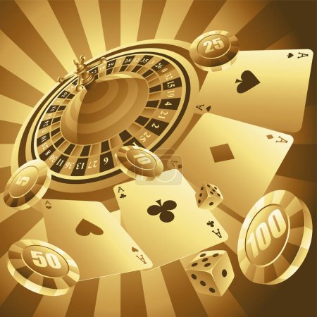 Téléchargez les illustrations : Fond de Casino en Couleurs d'Or - en licence libre de droit