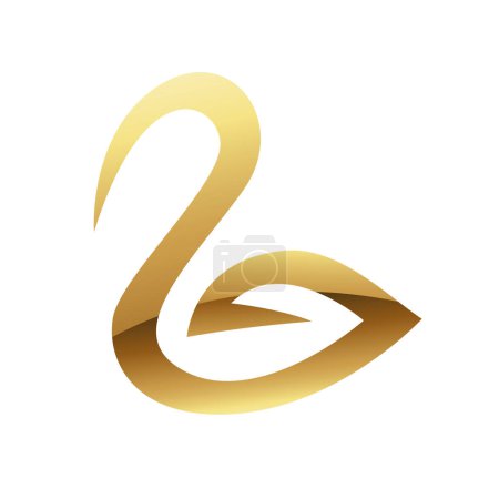 Illustration for Golden Glossy Abstract Swan on a White Background - Royalty Free Image