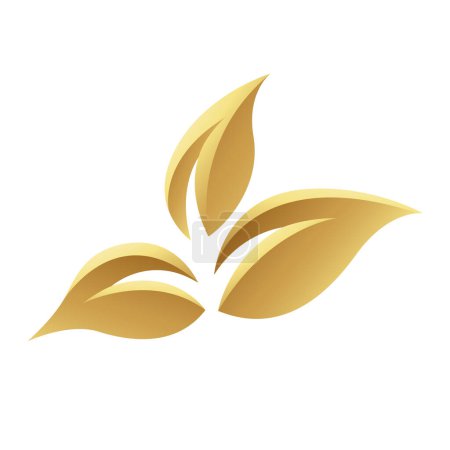 Illustration for Golden Glossy Leaves on a White Background - Icon 1 - Royalty Free Image