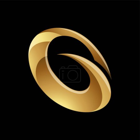 Golden Glossy Spiky Round Letter G Icon on a Black Background