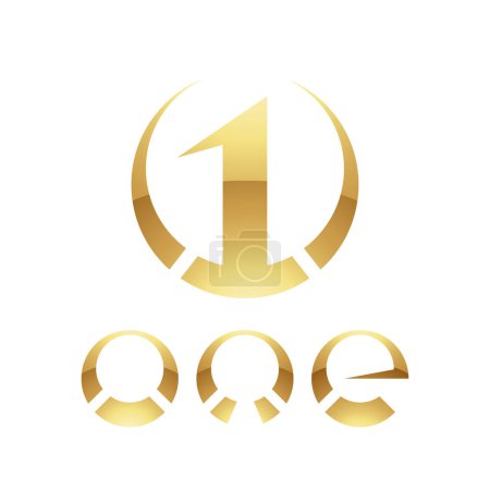 Téléchargez les illustrations : Symbole d'or pour le numéro 1 sur fond blanc - Icône 9 - en licence libre de droit