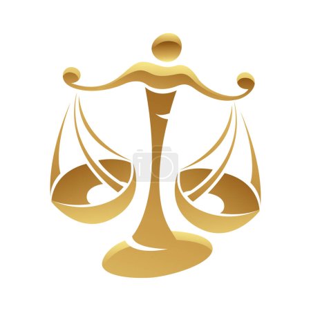 Téléchargez les illustrations : Balance du signe du zodiaque doré sur fond blanc - en licence libre de droit