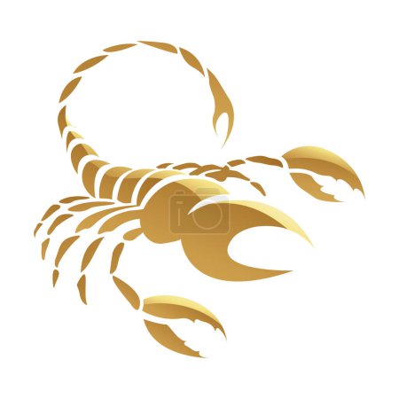 Illustration for Golden Zodiac Sign Scorpio on a White Background - Royalty Free Image