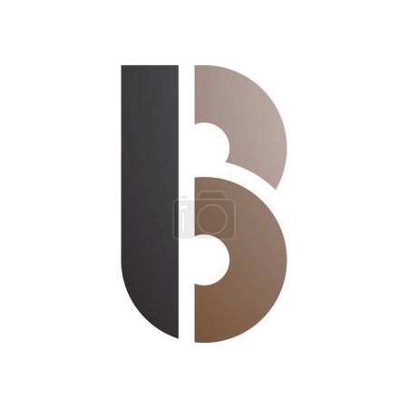 Ilustración de Disco redondo negro y marrón en forma de letra B icono sobre un fondo blanco - Imagen libre de derechos