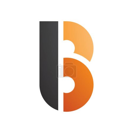 Ilustración de Disco redondo negro y naranja en forma de letra B icono sobre un fondo blanco - Imagen libre de derechos