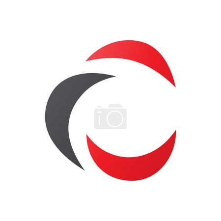 Ilustración de Icono de la letra C en forma de media luna negra y roja sobre un fondo blanco - Imagen libre de derechos