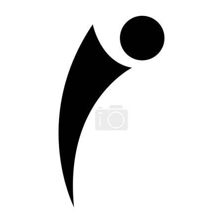 Ilustración de Negro inclinación persona en forma de letra I icono sobre un fondo blanco - Imagen libre de derechos