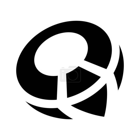 Téléchargez les illustrations : Icône Q en forme de boussole noire sur fond blanc - en licence libre de droit