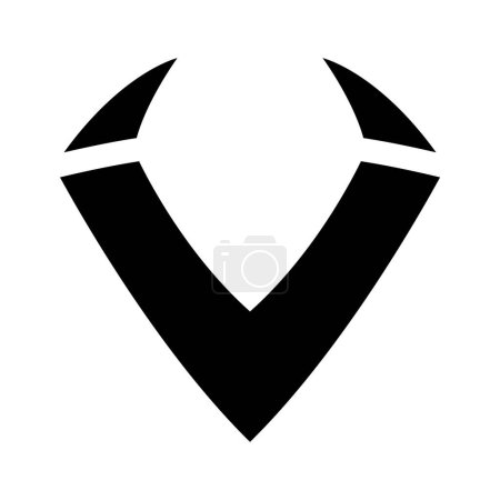 Illustration for Black Horn Shaped Letter V Icon on a White Background - Royalty Free Image