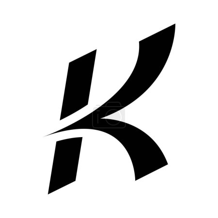 Illustration for Black Italic Arrow Shaped Letter K Icon on a White Background - Royalty Free Image