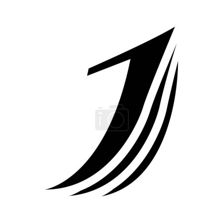 Illustration for Black Layered Letter J Icon on a White Background - Royalty Free Image