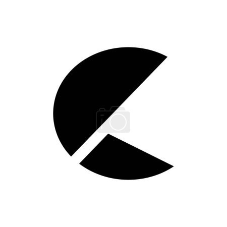 Ilustración de Icono de letra C negra con semicírculos sobre fondo blanco - Imagen libre de derechos