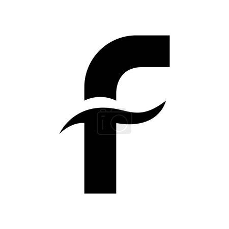 Ilustración de Icono de letra F negra con ondas puntiagudas sobre un fondo blanco - Imagen libre de derechos