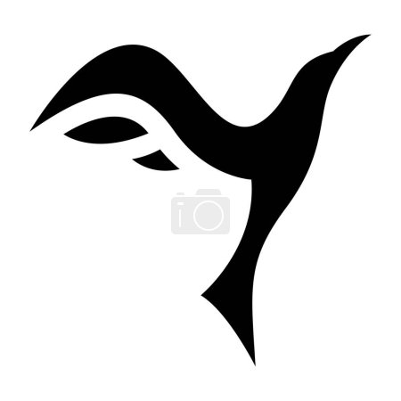 Ilustración de Black Rising Bird en forma de letra Y icono sobre un fondo blanco - Imagen libre de derechos