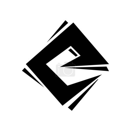Ilustración de Negro cuadrado diamante letra E icono sobre un fondo blanco - Imagen libre de derechos