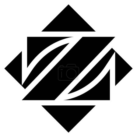 Ilustración de Diamante cuadrado negro en forma de letra Z icono sobre un fondo blanco - Imagen libre de derechos