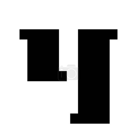 Ilustración de Sello negro en forma de letra Y icono sobre un fondo blanco - Imagen libre de derechos